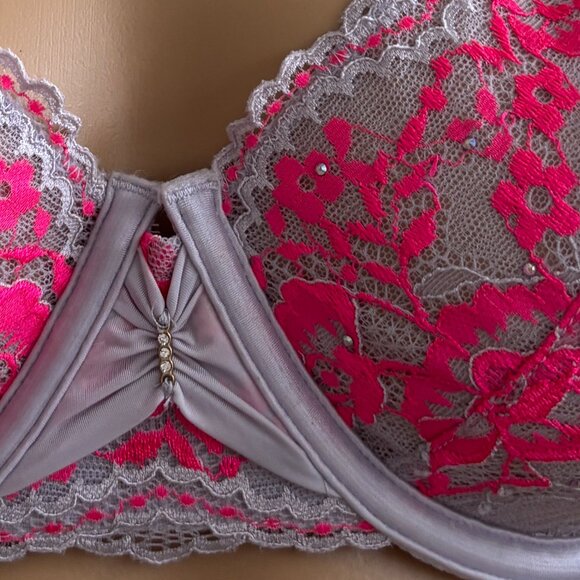 Victoria's Secret Unlined Underwire Demi Bra Lavender and Pink Lace 36DD NWT - Picture 6 of 6